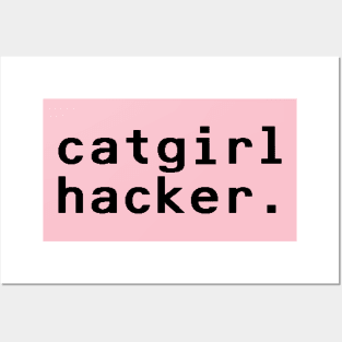 catgirl hacker - Black Posters and Art